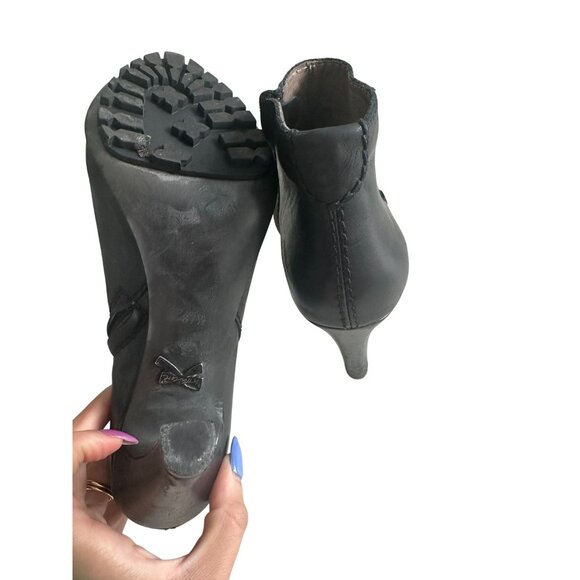 SCHUMACHER Black Leather Booties Heels Size 37.5 - Picture 6 of 12
